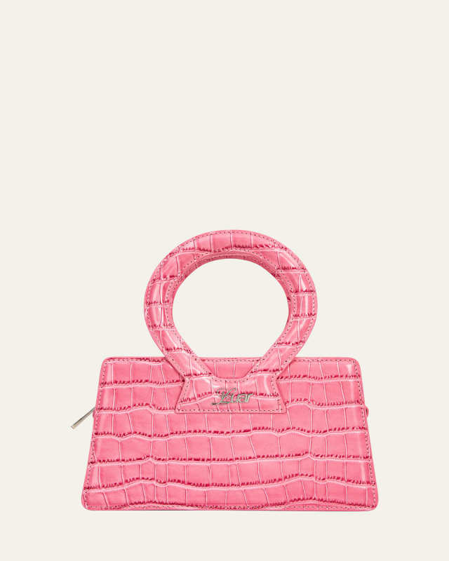 Ana Small Croc-Embossed Top-Handle Bag